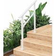 thumbnail image 1 of YUSAZENS 3 Step Outdoor Step Handrail, Aluminum Alloy Rail with Iron Support Column, White, Full Installation Hardware and Mounting Tools Included, 1 of 7