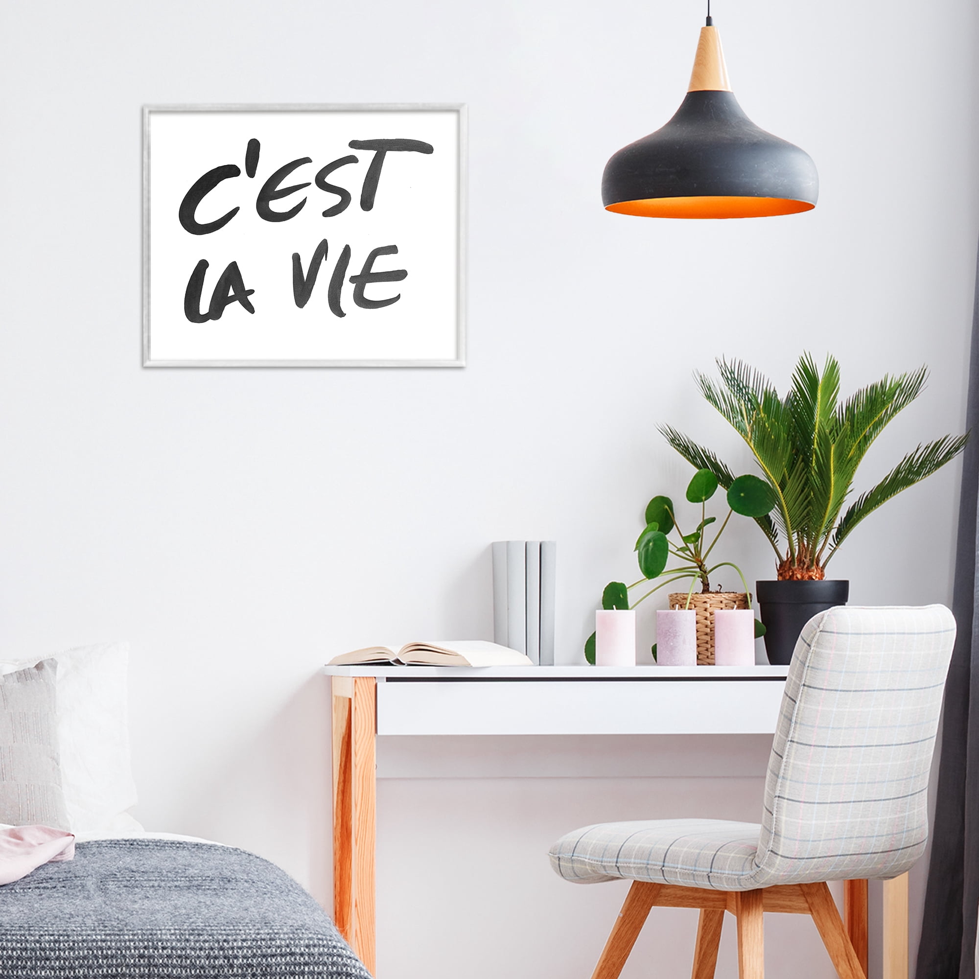 Stupell Industries C'est La Vie Minimal Text White Framed Giclee Art, design by SD Graphics Studio
