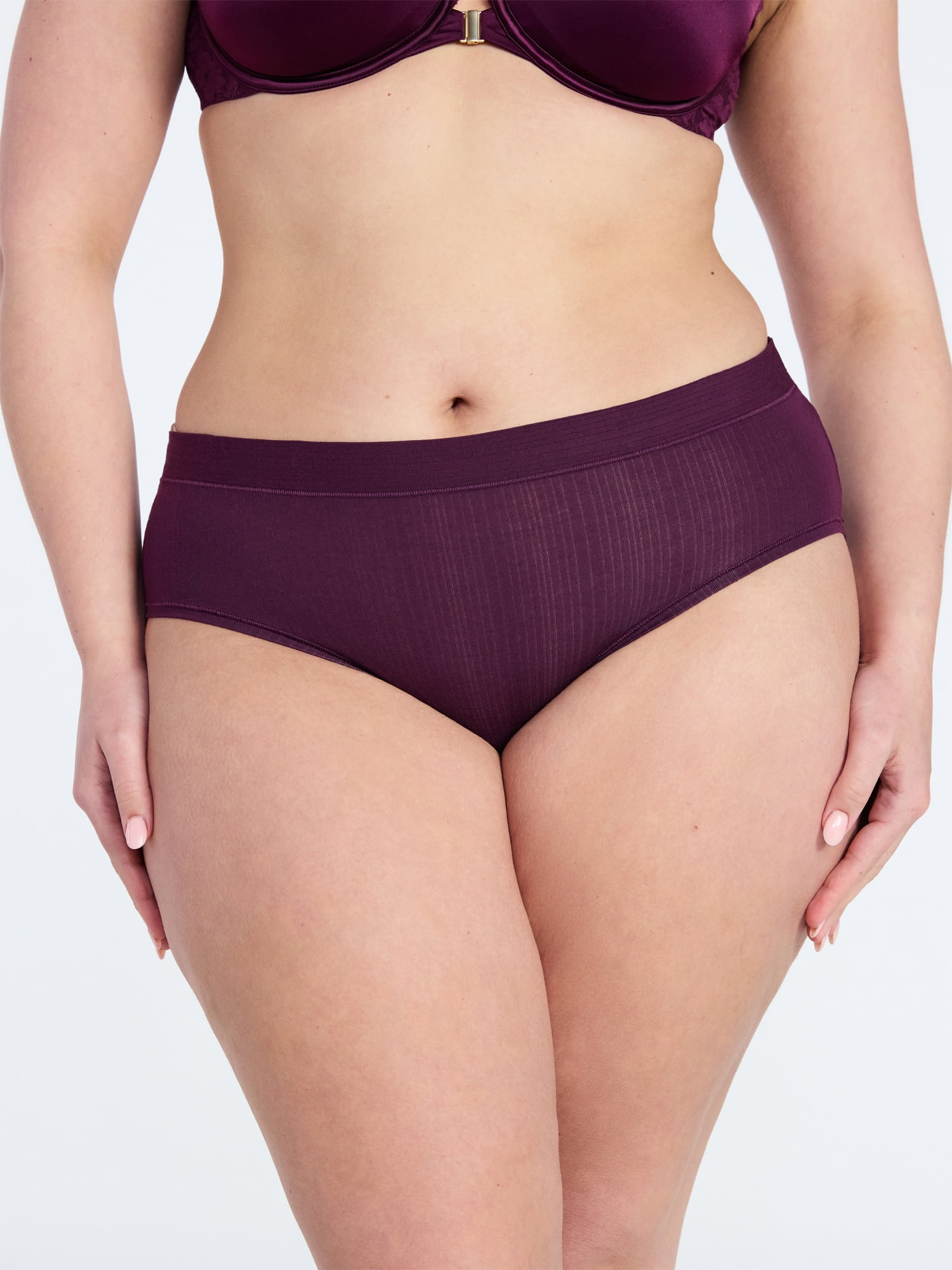 Joyspun Women's Ribbed Modal Hipster Panties, 3-Pack, Sizes XS-3XL