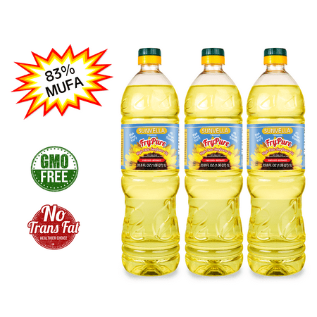 Sunflower Oil China - SUNVELLA FryPure Pressed-Refined Non-GMO High Oleic Sunflower Oil 33.8 FL OZ (Pack of 3)