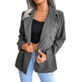 thumbnail image 3 of Manxivoo Womens Coats Women Double Breasted Corduroy Jacket Long Sleeve Work Office Casual Boyfriend Fall Jacket Dark Gray, 3 of 7
