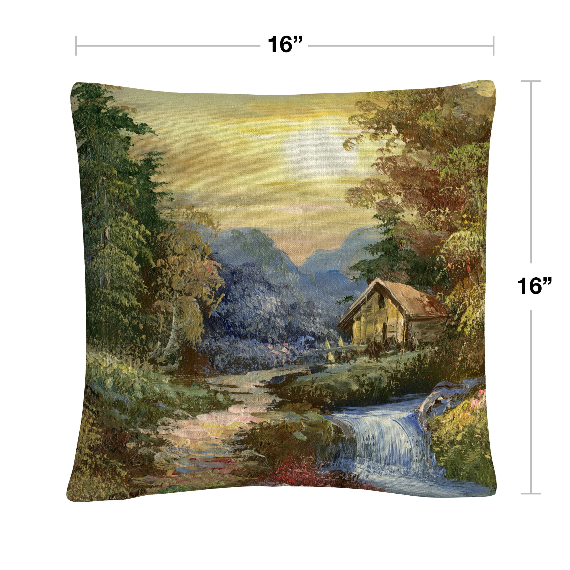 Tranquility' Rustic Landscape Mountains By Masters Fine Art 16 X 16 Decorative Throw Pillow