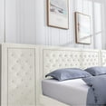 thumbnail image 6 of ZAFLY Upholstered California King Size Bed Frame with Oversized Crystal Button Tufted Headboard,Velvet Platform Damazy Eastern Bed,Wooden Slats Support,No Box Spring Needed,Easy Assembly,Beige, 6 of 9