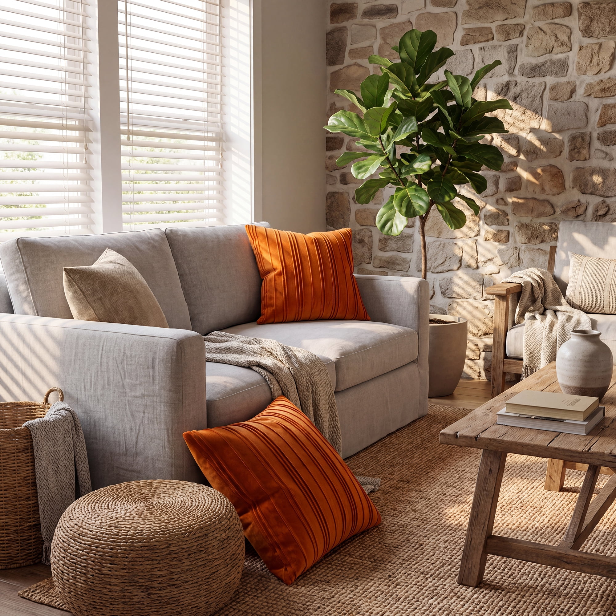 Unique Bargains 2Pcs Textured Throw Pillow Covers Couch Cushion Cases Orange 18" x 18"