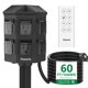 thumbnail image 1 of Temporizador de estaca para exteriores Flexoria, control remoto para luces de anochecer a amanecer, cable de extensión impermeable de 18 m, 6 tomas de tierra para decoraciones navideñas de exterior, c, 1 of 1