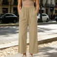 thumbnail image 5 of WIZUTIZ Women's High Waist Wide Leg Yoga Pants Split Hem Drawstring Side Pockets Full Length Casual Trousers Soft Stretchy Moisture-Wicking, 5 of 6
