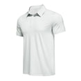 thumbnail image 5 of Hearthz Men Polo Shirts White Quick Dry Short Sleeve Shirts for Men Moisture Wicking Athletic Workout Golf Polo Shirts for Men, 5 of 7
