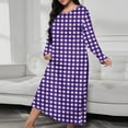 thumbnail image 2 of Aboser Long Sleeve Plaid Nightgown for Women Plus Size House Sleep Shirts Trendy Checked Printing Loungewear Soft Comfy Pajama Dress Casual Round Neck Sleepwear, 2 of 7