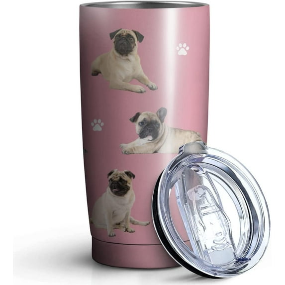 Dog Design Tumbler Stainless Steel Insulated Travel Coffee Cups with Lid and Straw,Ideal Memorial Gift for Dog Dad/Mom,20oz