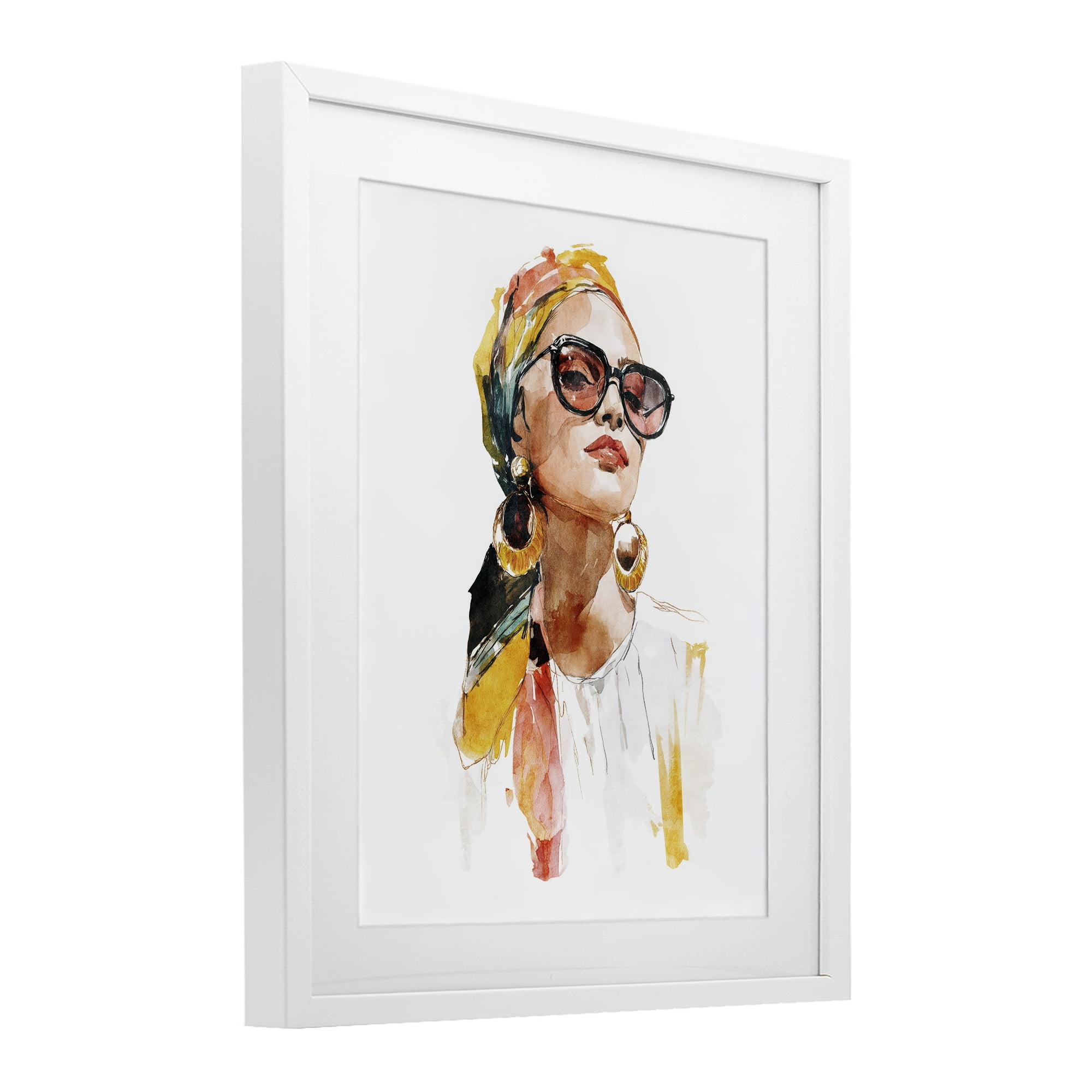 Stupell Industries Stylish Woman with Headwrap White Framed Print Under Glass, design by Svetlana Aleynikova