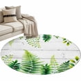 thumbnail image 2 of Spring Leaves Round Area Rug 4ft, Pastoral Garden Botanical Gray Wooden Washable Non-Slip Circle Rugs for Bedroom Living Room Kitchen, Soft Non Shedding Circle Carpet for Dining Room Dorm, 2 of 9