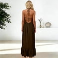 thumbnail image 4 of Purcolt Womens Summer Pleated Maxi Dresses Casual Oversized Halter Backless Sleeveless Ruffle Hem Flowy Cami Dresses Beach Sundress Swim Coverups, 4 of 8