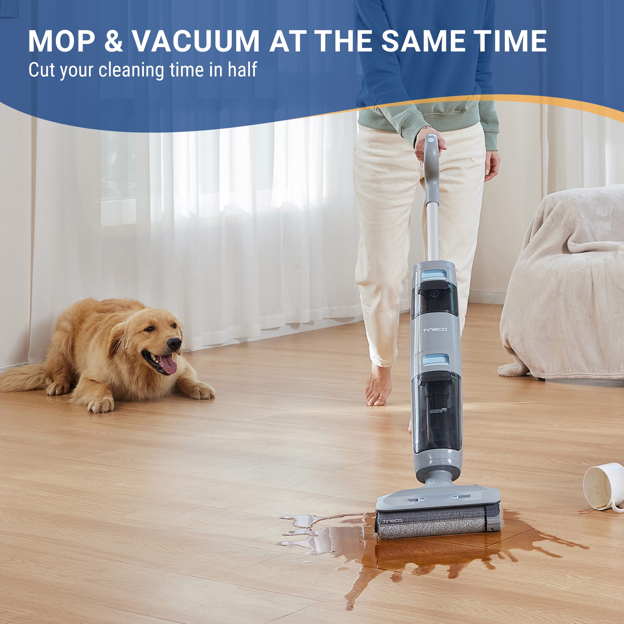 Tineco GO SENSE Cordless Floor Washer with Mess Detection-Titanium Powder Blue (GH 303)