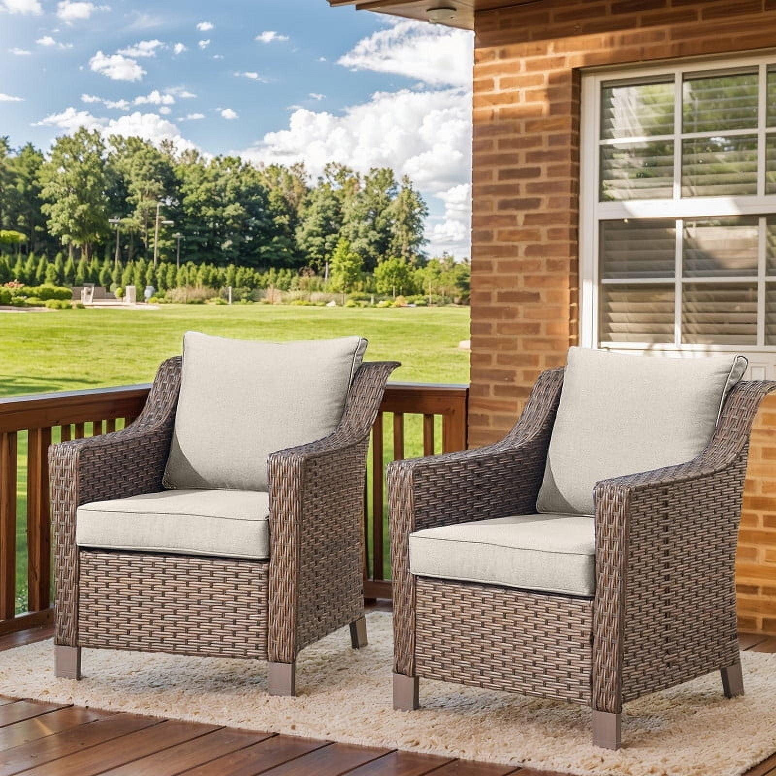 PARKWELL 9 Pieces Outdoor Patio Furniture Set 9-Seat High Back Wicker Conversation Set with Swivel Glider Chairs,Brown Wicker Beige Cushion