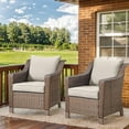 thumbnail image 4 of PARKWELL 9 Pieces Outdoor Patio Furniture Set 9-Seat High Back Wicker Conversation Set with Swivel Glider Chairs,Brown Wicker Beige Cushion, 4 of 13