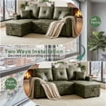 thumbnail image 4 of Pull-Out Convertible PU Leather Sectional Sofa Set with Reversible Chaise Lounge, Sleeper Loveseat Couch with Hidden Storage, 4 of 12