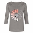thumbnail image 5 of Fengqque Womens 3/4 Sleeve Tops Oversized Round Neck Loose Fit Blouses Print Waist-cinching T Shirts for Women Gray XXXL(XXXL), 5 of 6