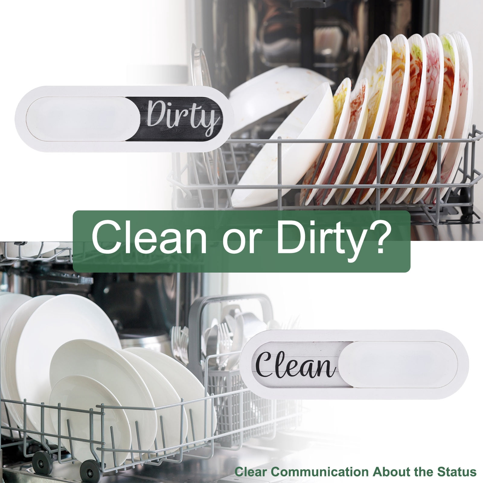 Unique Bargains Dishwasher Magnet Clean Dirty Sign Oval Kitchen Home Decor White