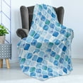 thumbnail image 4 of Moroccan Soft Flannel Fleece Throw Blanket, Oriental Style Mosaic Pattern in Watercolor Paint Retro Style Artwork Print, Cozy Plush for Indoor and Outdoor Use, 60" x 80", Pale Blue, by Ambesonne, 4 of 5