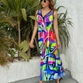 thumbnail image 4 of Maxi Dress Shiny Graffiti Dress Colorful Print Sexy Casual Bohemia Long Dresses High Waist Graphic Oversize Vestidos, 4 of 7