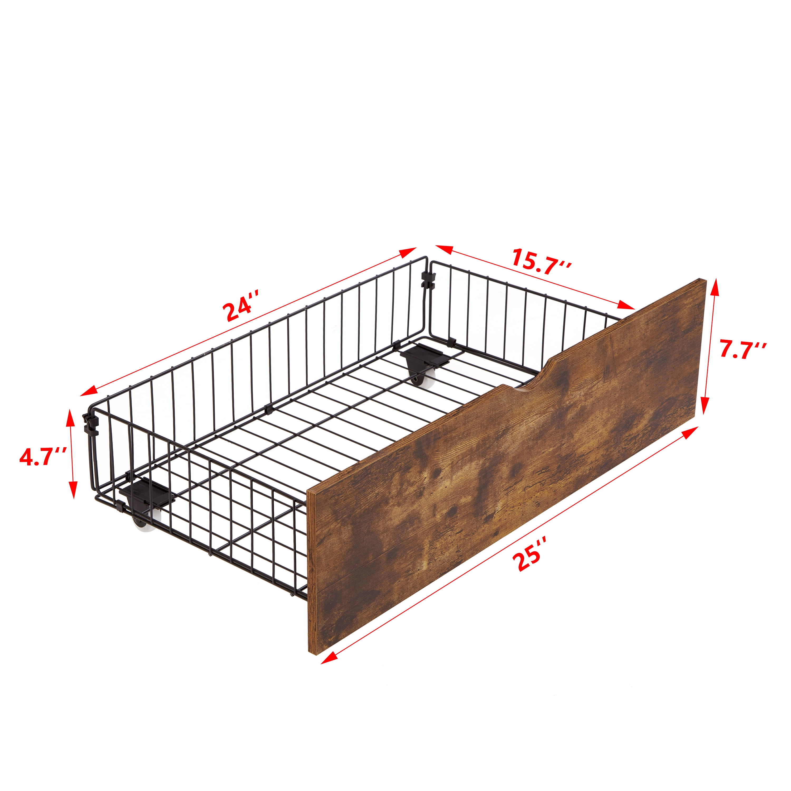 Mintazer Under Bed Storage Drawers with Wheels, Set of 2 Rolling Metal Organizers for Full Size Bed, Brown