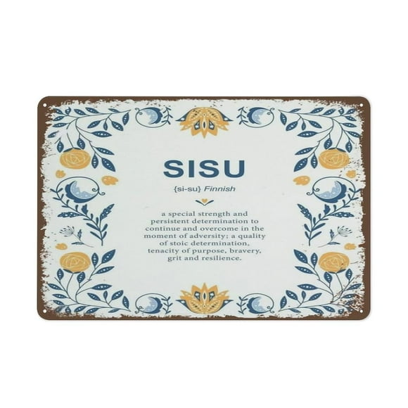 Sisu Definition Print, Finnish Definition, Nordic Print Metal Signs Metal Tin Sign Vintage Wall Decor Retro Art Tin Sign Funny Decorations for Home Bar Cafe Farm Room Metal Poster 12x8 inch