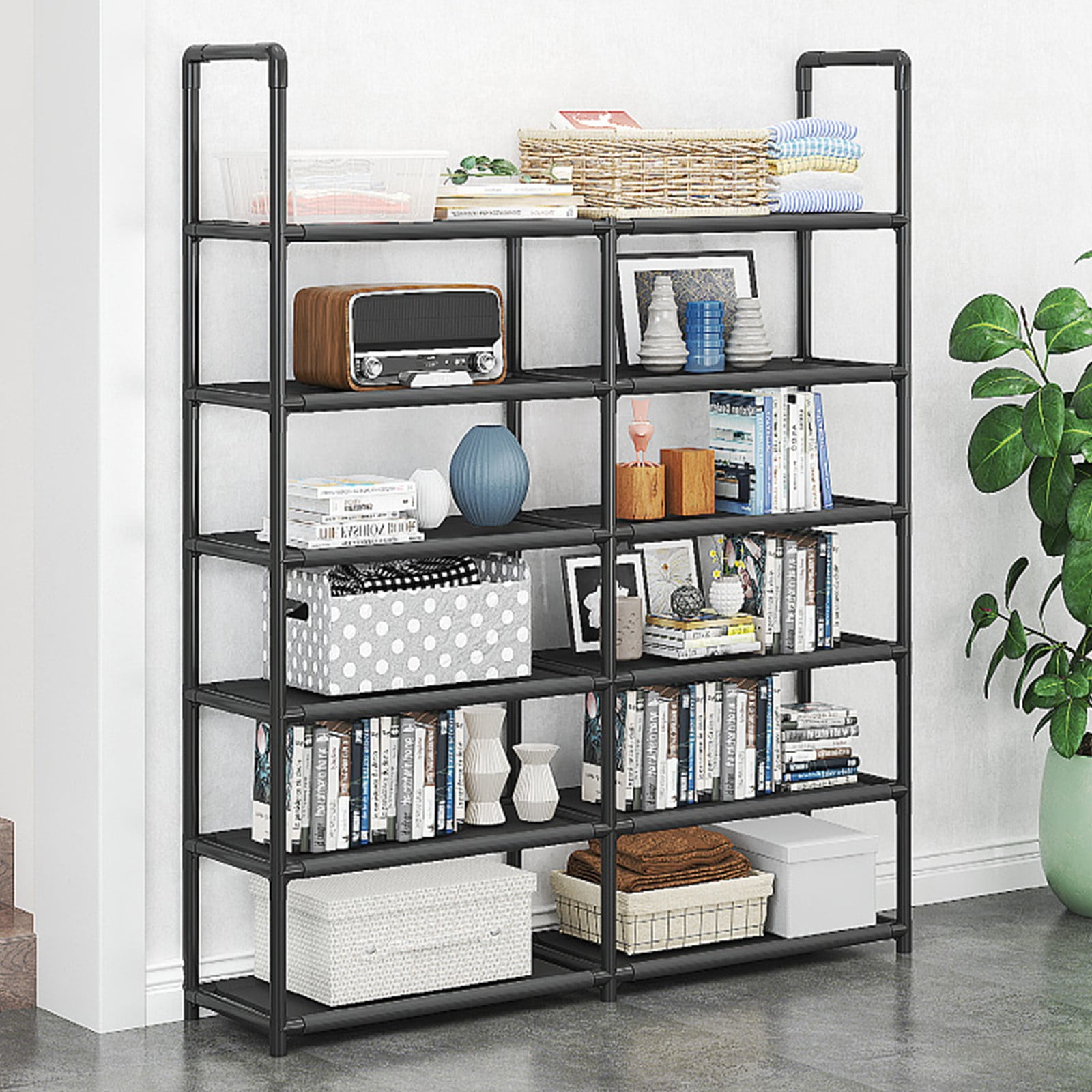 Shoe Rack | Shoe Cabinet & Storage Shelf | Multi-Tier Organizer for Entryway, Closet, or Mudroom | DIY Assembly Steel Frame | 5-Tier Shoe Storage Solution for Home Organization