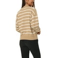 thumbnail image 3 of INSPIRE CHIC Chandail Polo à Rayures pour Femme Automne Hiver Col en V à Blocs de Couleur Manches Longues Tricoté Décontracté Hauts S Kaki, 3 of 6