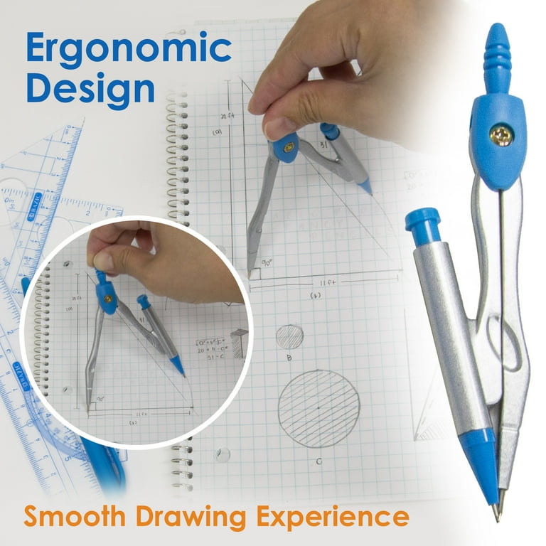 BAZIC Math Geometry Kit for Kids, 9-Piece School Tools Set with