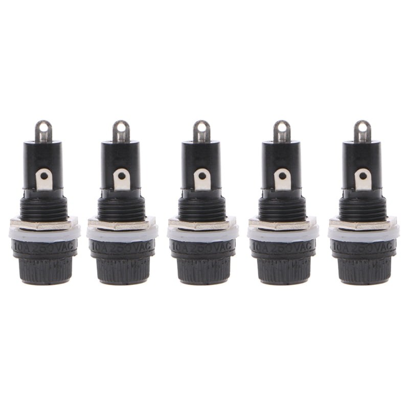 5 x Panel Mount Chassis Fuse Holder for 5x20mm Glass Fuses 10A 250V 