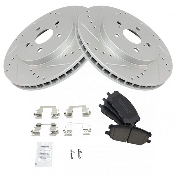 TRQ Front Performance Brake Pad & Rotor Kit Brake Pads Brake Rotors Set Ceramic Premium G-Coated Fits Select 2004-2006 Lexus RX330 2007-2009 RX350 2006-2008 RX400h 2006-2007 Toyota Highlander
