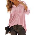 thumbnail image 2 of Seyurigaoka Women Lapel Loose Shirts, Solid Color Single-breasted Closed Pockets Long-sleeved Shirt, 2 of 4