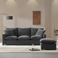 thumbnail image 3 of EUROCO 84" Modular Couch Sofa, Chenille 4 Sectional Couch Seat Sofa,Modular Furniture with 2 Pillows, Wood Frame for Small Space, Living Room, Bedroom, Grey, 3 of 11
