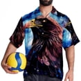 thumbnail image 4 of Starry bird Men's Short Sleeve Poplin Shirt, Casual Printed Button Down Top for Summer Beach, Spread Collar Unisex Beach Shirt, 4 of 6