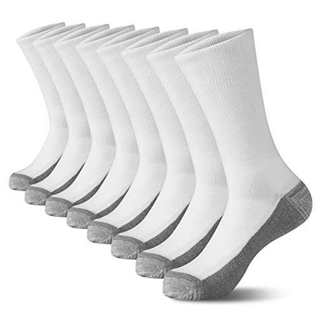

Mens Athletic Crew Socks 8 Pairs Heavy Duty Work Boot Socks Moisture Wicking Cushion Workout Running Socks White