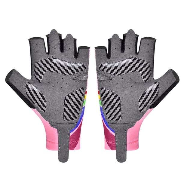 BOROCO Guantes De Ciclismo para Niños,Guantes Transpirables para Montar En Bicicleta para Niños,Guantes De Ciclismo con Almohadilla De Silicona Sin Dedos para Deportes Al Aire Libre(S-Rosa)