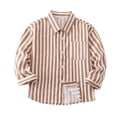 thumbnail image 3 of FYDUU Toddler Boys Long Sleeve Striped Shirt School Uniform Tops Child Kids Button Down Dress Shirts Little Boy's Back To School Shirt 5-6 Years, 3 of 6