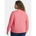 thumbnail image 5 of (2 pack) Terra & Sky Women's Plus Size V-Neck Tee with Long Sleeves, Sizes 0X-5X, 5 of 6