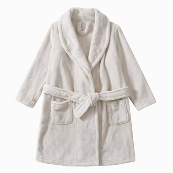 zuwimk Boys Girls Bathrobes,Toddler Boy Girl Robes,Children's Plush Soft Coral Fleece Hooded Pajamas Sleepwear for Kids(White,3-4 Years)