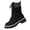 02#Black, variant on Womens Lace Up Mid Calf Boots Retro Quilted Knit Cuff Fleece Lined Platform Outdoor Daily Shoes
