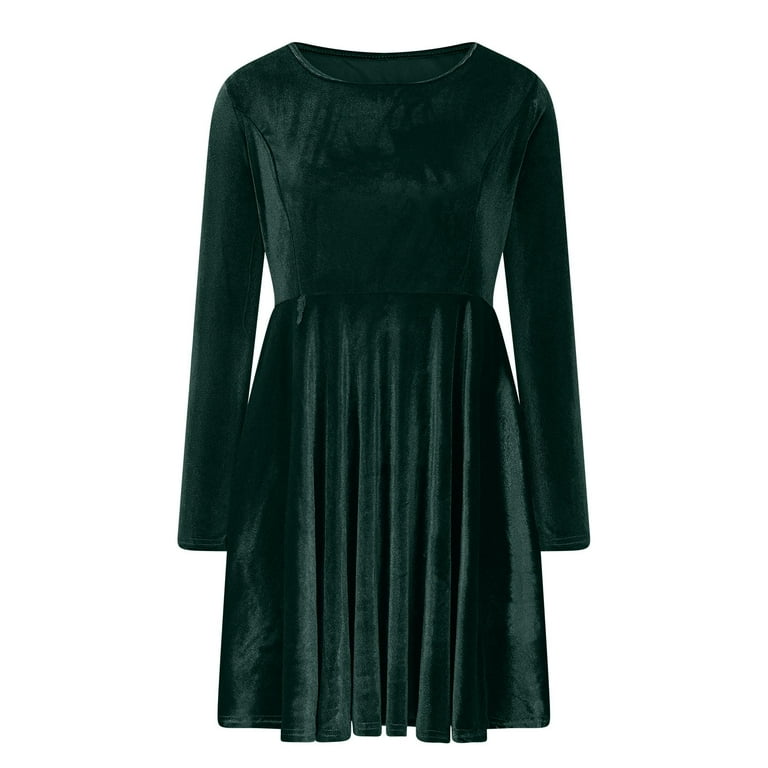 Sentmoon Plus Size Fall Dresses Long Sleeve Crew Neck Birthday Dress Solid  Color Loose Stretchy Beach Dresses for Women 2025 Vacation Fashion for  Bookstore Visit Green M - Walmart.com