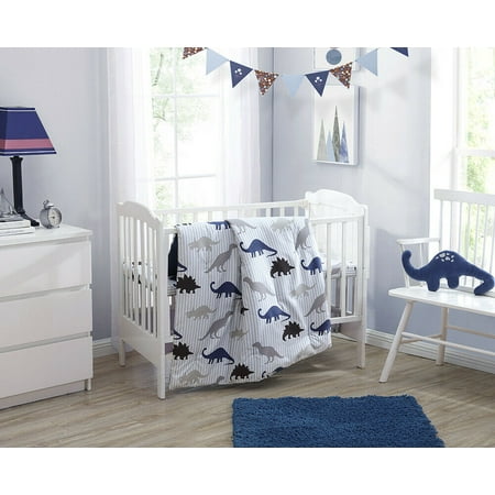 3pc Crib Dino White Bedding Super Soft Cozzy Charming Set New Born
