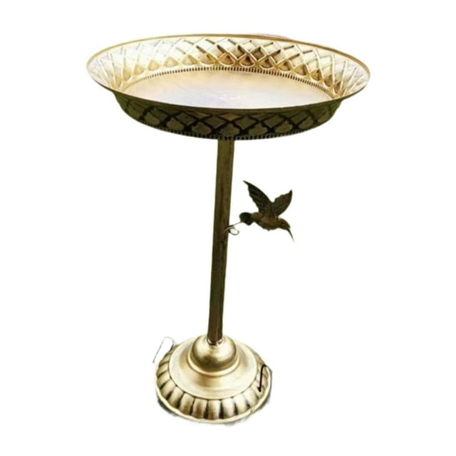 Baño de aves al aire libre alimentador de aves plato metal vintage de carpintería de pájaros bancos de pájaros para la cubierta casera balcón de patio Oro