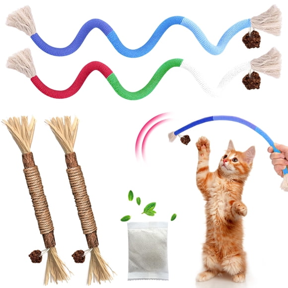 Juguetes para gatos GBSYU, cuerda masticable y palitos de matatabi, 4 piezas
