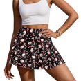 thumbnail image 3 of HELLHERO Built-in Shorts Tennis Skirt, Santa Claus Snowflake Pattern 2 Side Pockets with Shorts Golf Skirts for Pickleball Yoga Hiking, 3 of 10