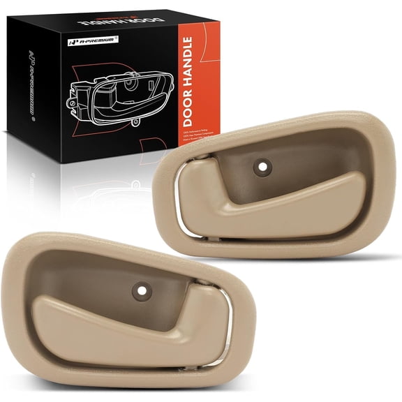 A-Premium Inside Interior Door Handles Compatible with Toyota Corolla & Chevrolet Prizm, 1998 1999 2000 2001 2002, Beige, 2-PC Set, Front or Rear Driver and Passenger Side
