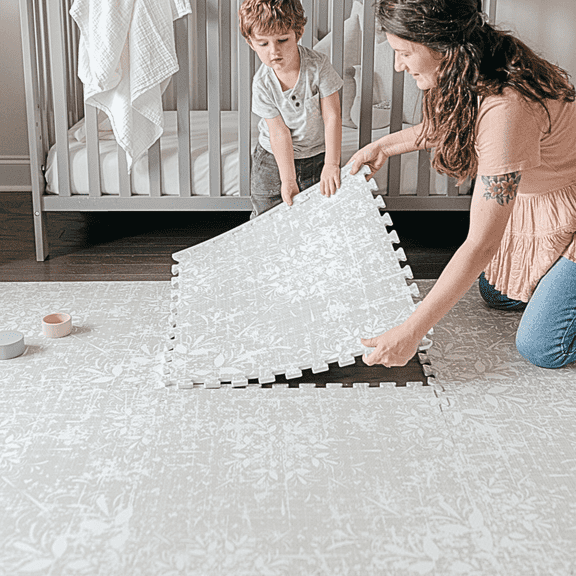 Little Landings EVA Foam Play Mat, Eden (4x6ft), Non-Toxic Interlocking Floor Mat for Babies and Toddlers