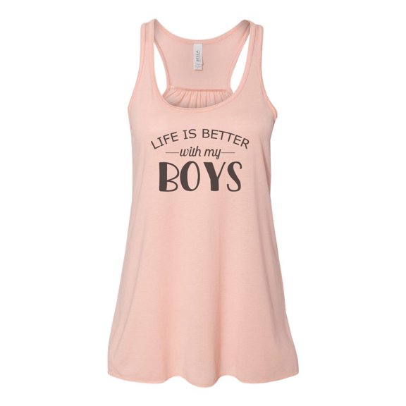 "Racerback, Life Is Better With My Boys, Boy Mom, Bella Canvas, Sublimation, Mom Tank Top, Boy Mom Tank, Gift For Mom, Mom Shirt, Momma Tee, Peach, SMALL"