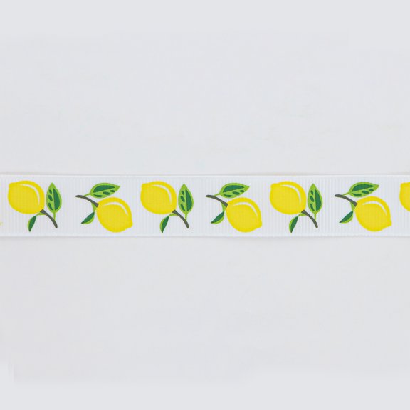 UNIQUE CREATIV, Ribbon, Printed Grosgrain, Lemon, 20mm x 5.4m (0.78" x 18ft)