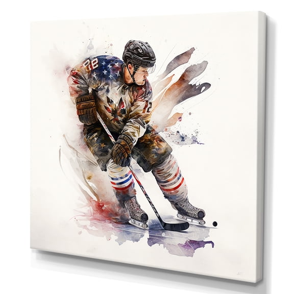 Designart Usa Hockey Player In Action I Canvas Wall Art